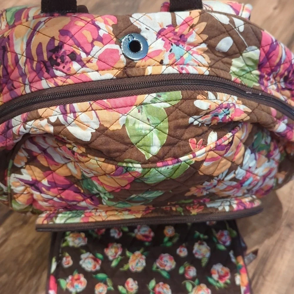 Vera Bradley Floral backpack. Pink and brown floral backpack. - Picture 7 of 11